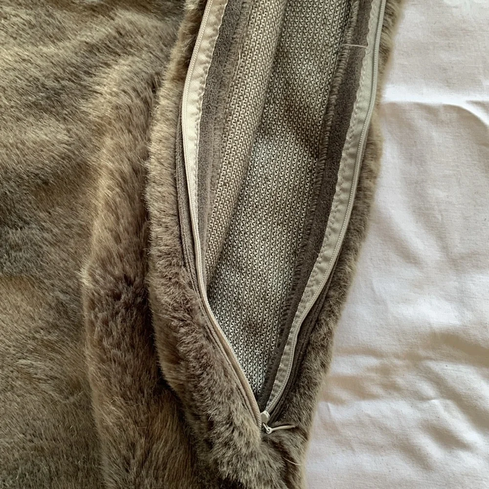 Z Gallerie Grey Faux Fur Throw Pillow Cover - 26 x 16 in